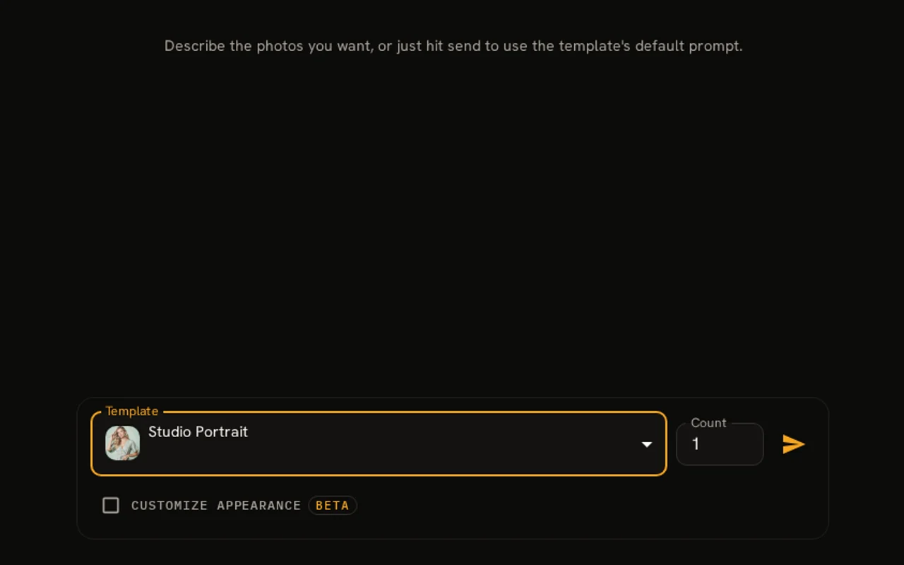 The Generate tab with a template selected and a batch size chosen